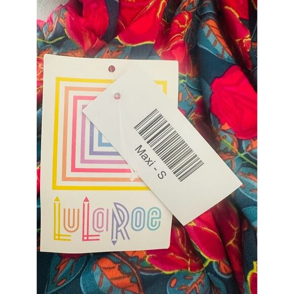 LuLaRoe Floral Slinky Maxi Skirt Strapless Dress S Roses Travel Resort Cruise - Picture 5 of 8